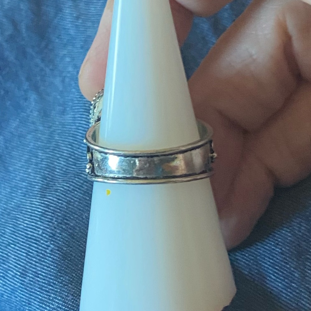 Vintage-Larimar & Sterling Silver Handcrafted Ring Size 9 - Picture 9 of 14